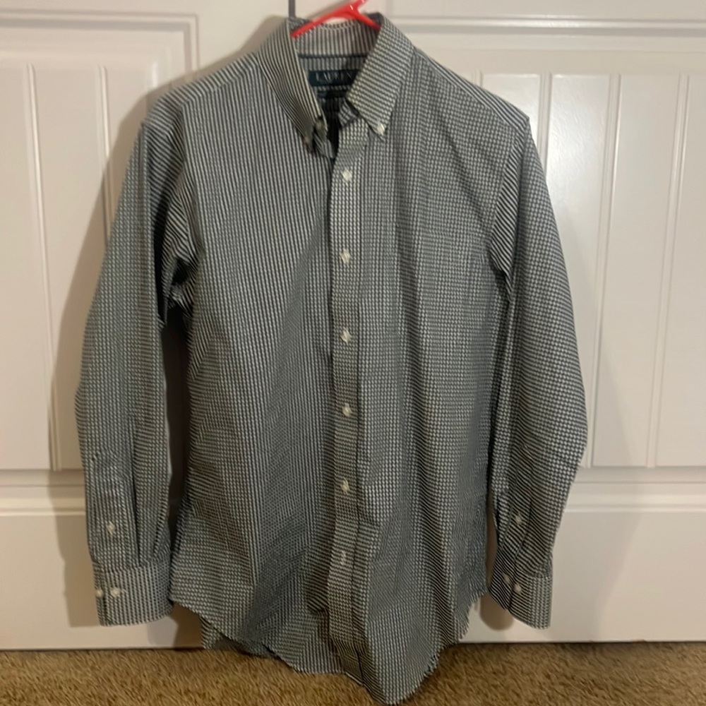 Lauren Ralph Lauren Black and White Checkered Long Sleeve Shirt 15. 32/33